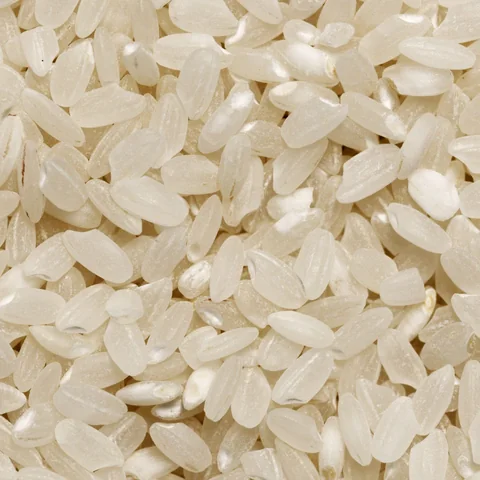 Uncooked rice representing a staple food measure